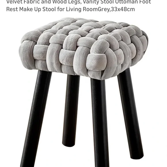 Vanity Stool,Square Ottoman Stool Foot Rest,Upholstered Vanity Chair Foot Stool - Picture 8 of 9